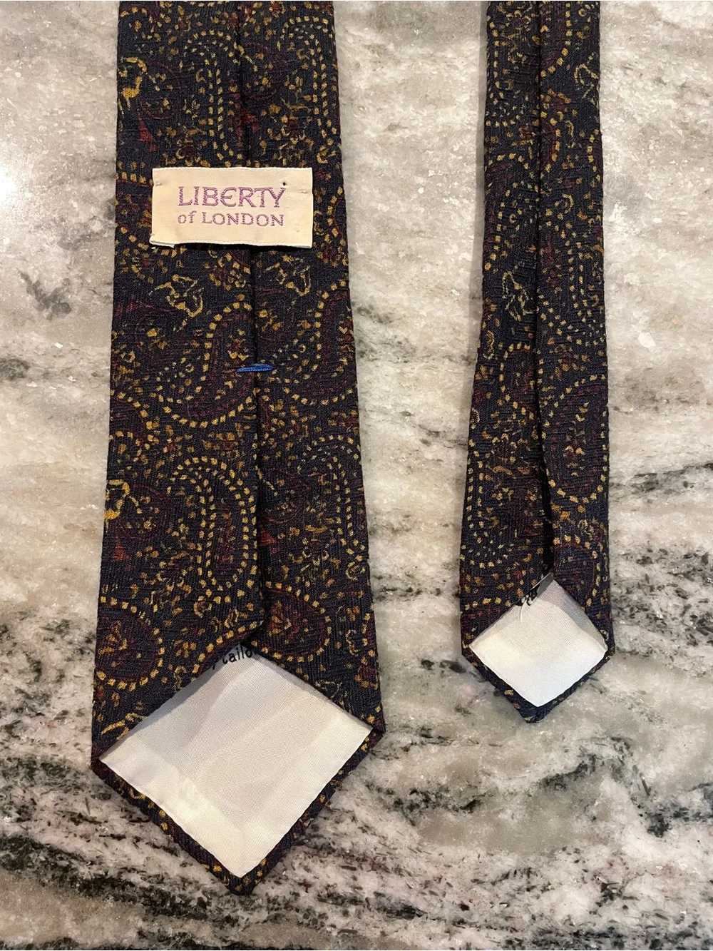 Vintage Liberty of London Paisley Necktie – Navy, Burgundy & Gold